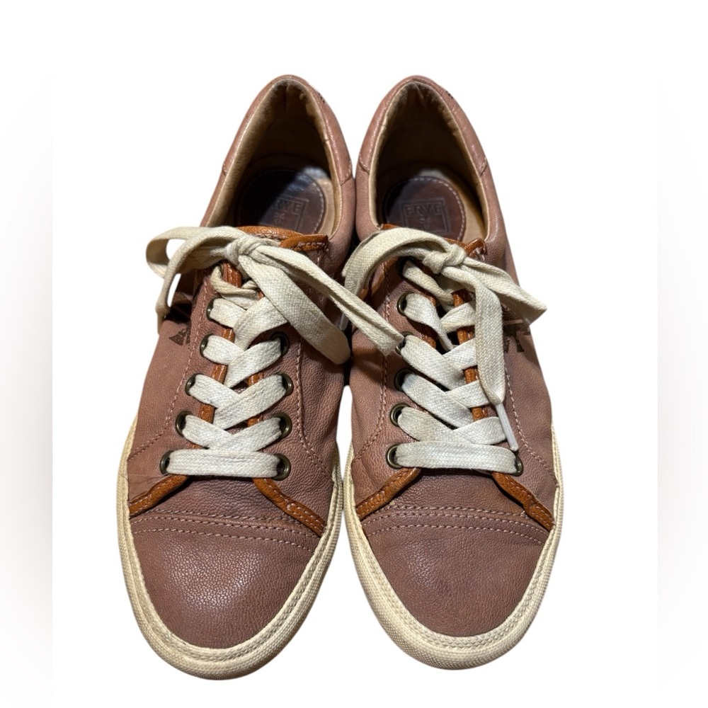 Frye Low Top Women's Shoes 8.5 Leather Distressed Sneakers - Picture 3 of 9